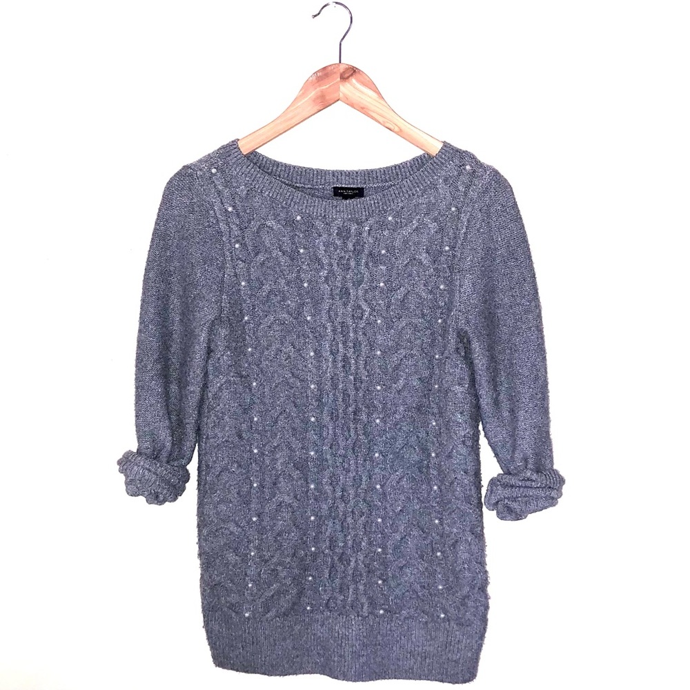 Ann Taylor Embellished Cable Sweater
